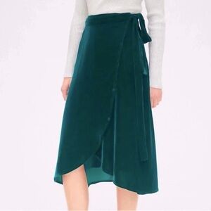 Green Velvet Wrap Skirt TALL